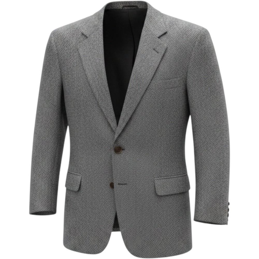 Harris Tweed Mens Gray Herringbone Wool Blazer Jacket 44R Handwoven Scotland - Picture 2 of 10